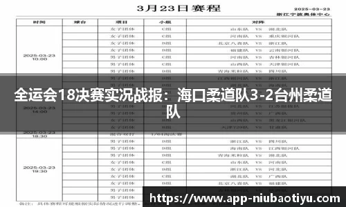 全运会18决赛实况战报：海口柔道队3-2台州柔道队